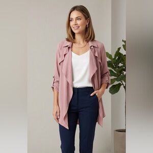 She + Sky Blush Pink Waterfall open lightweight blazer, women's size M